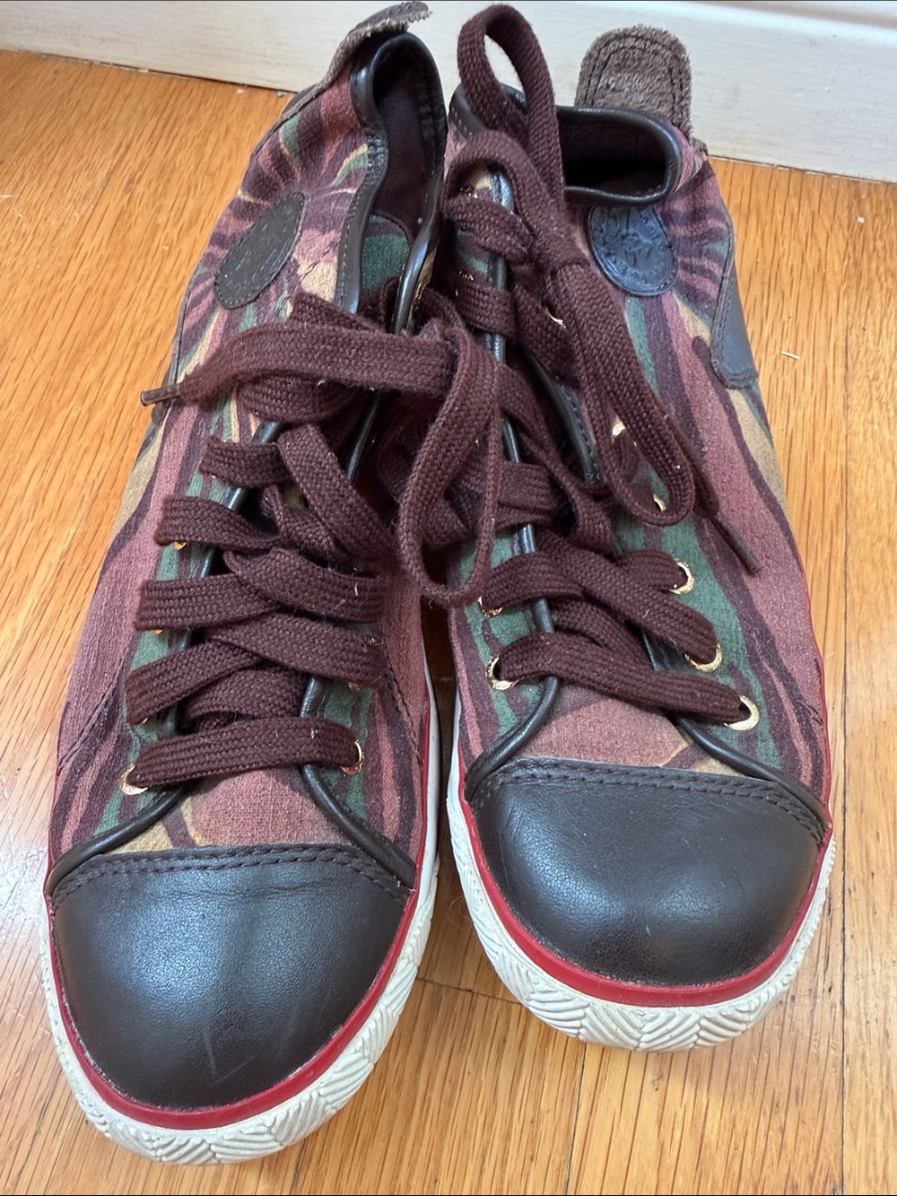 L.A.M.B. Brown Multicolor High-Top Canvas Sneakers
